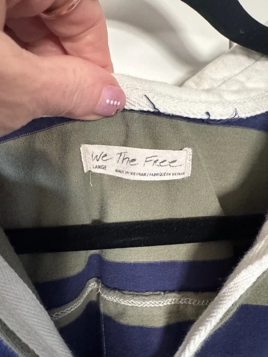 We The Free Olive Green and Navy Blue Striped Rugby Polo - Picture 4 of 10